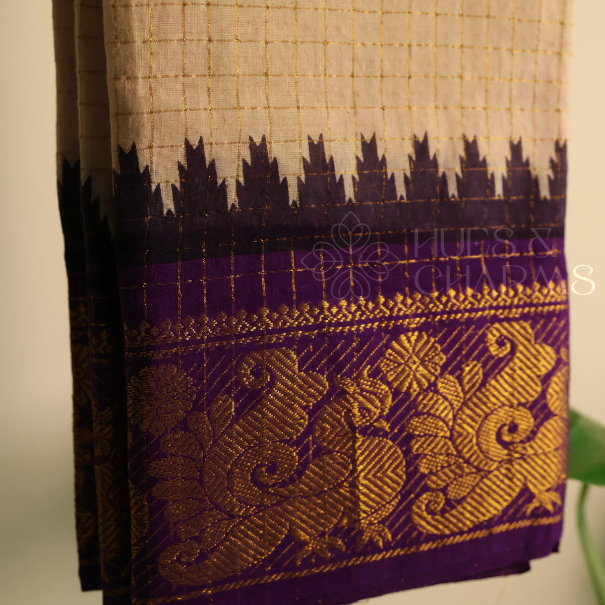 MADURAI SUNGUDI SAREE- PURPLE (MUD WHITE COLOUR )