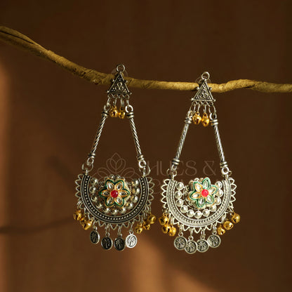 OXIDIZED CHAANDNI DUAL TONE CHANDBALI EARRINGS