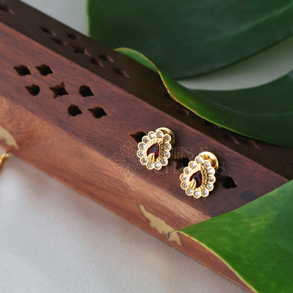 GOLDEN SIMPLE PALAKKA PENDENT SHORT  NECKLACE SET (Colours available)