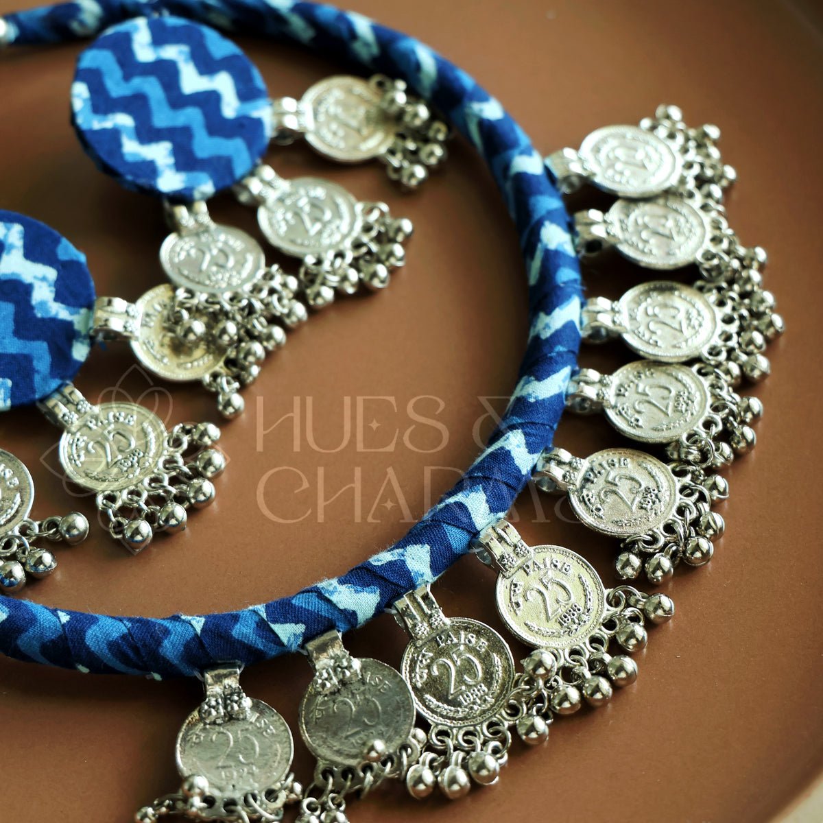 INDIGO PRINTED COIN FABRIC HASLI SET
