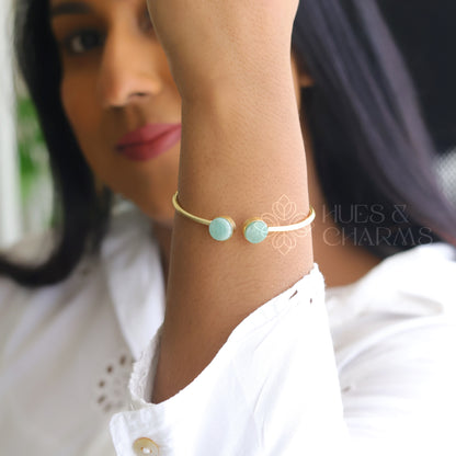 DUAL RAW STONE BANGLE (COLOURS AVAILABLE)