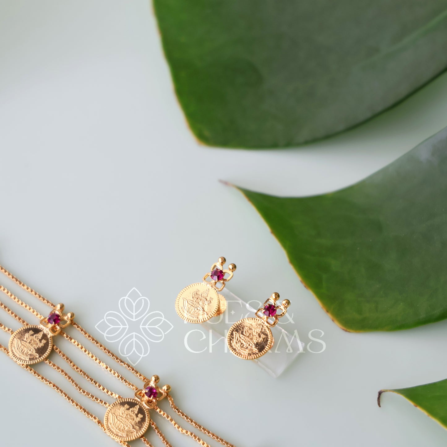 TRADITIONAL KASHU LAKSHMI COIN CHOKER SET | GOLD PLATED