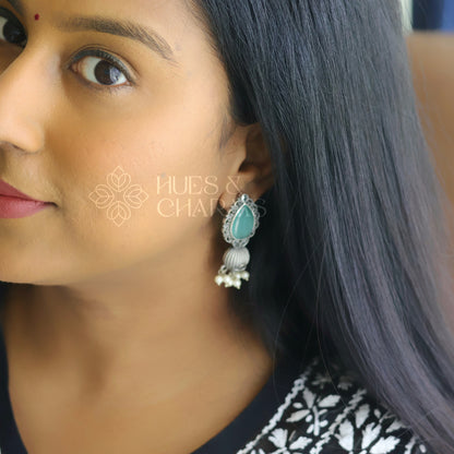 OXIDISED DROP SHAPE EARRINGS (COLOURS AVAILABLE)