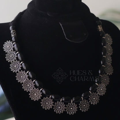 OXIDIZED FLORAL NECKPIECE