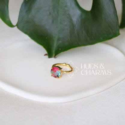 GOLDEN IRIS BLOOM MULTICOLOUR ADJUSTABLE RING