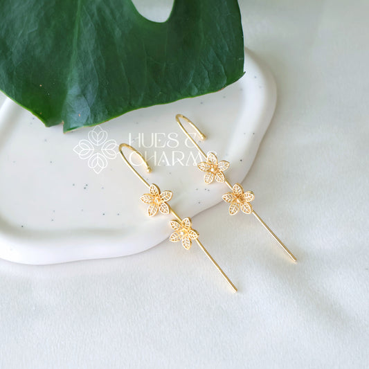 GOLDEN TWIN FLOWER EAR CUFF