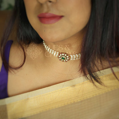 GOLDEN RATNA PADMA KUNDAN PEARL CHOKER | Premium jewellery