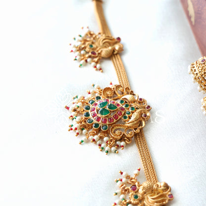 GOLDEN MAYURI CHOKER NECKLACE SET