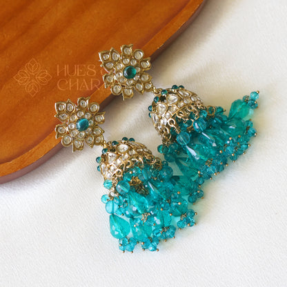 JHUMKA EARRINGS - TEAL