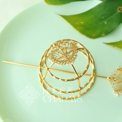 GOLDEN LOTUS HAIR BUN CAGE