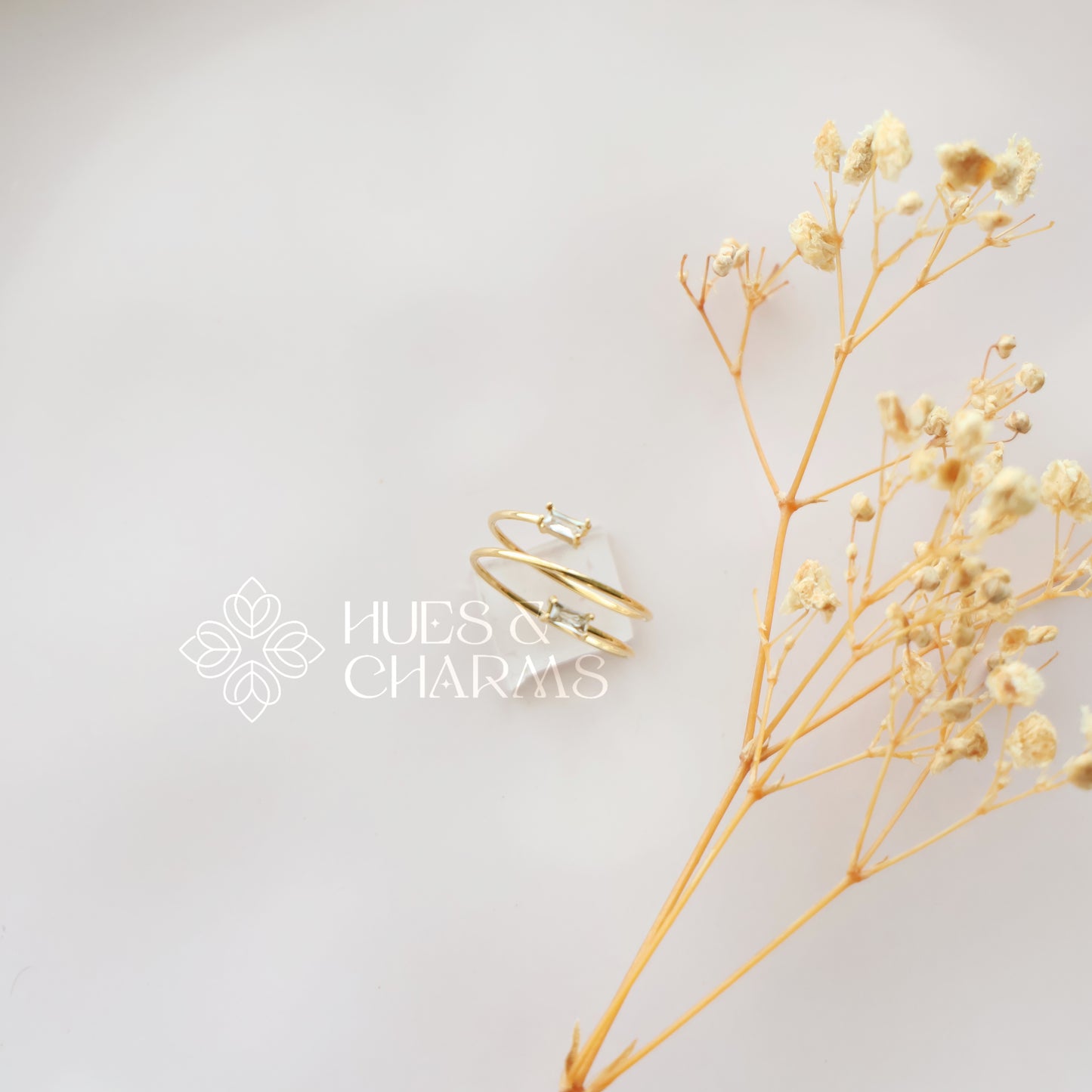 GOLDEN DUAL STONE ADJUSTABLE RING