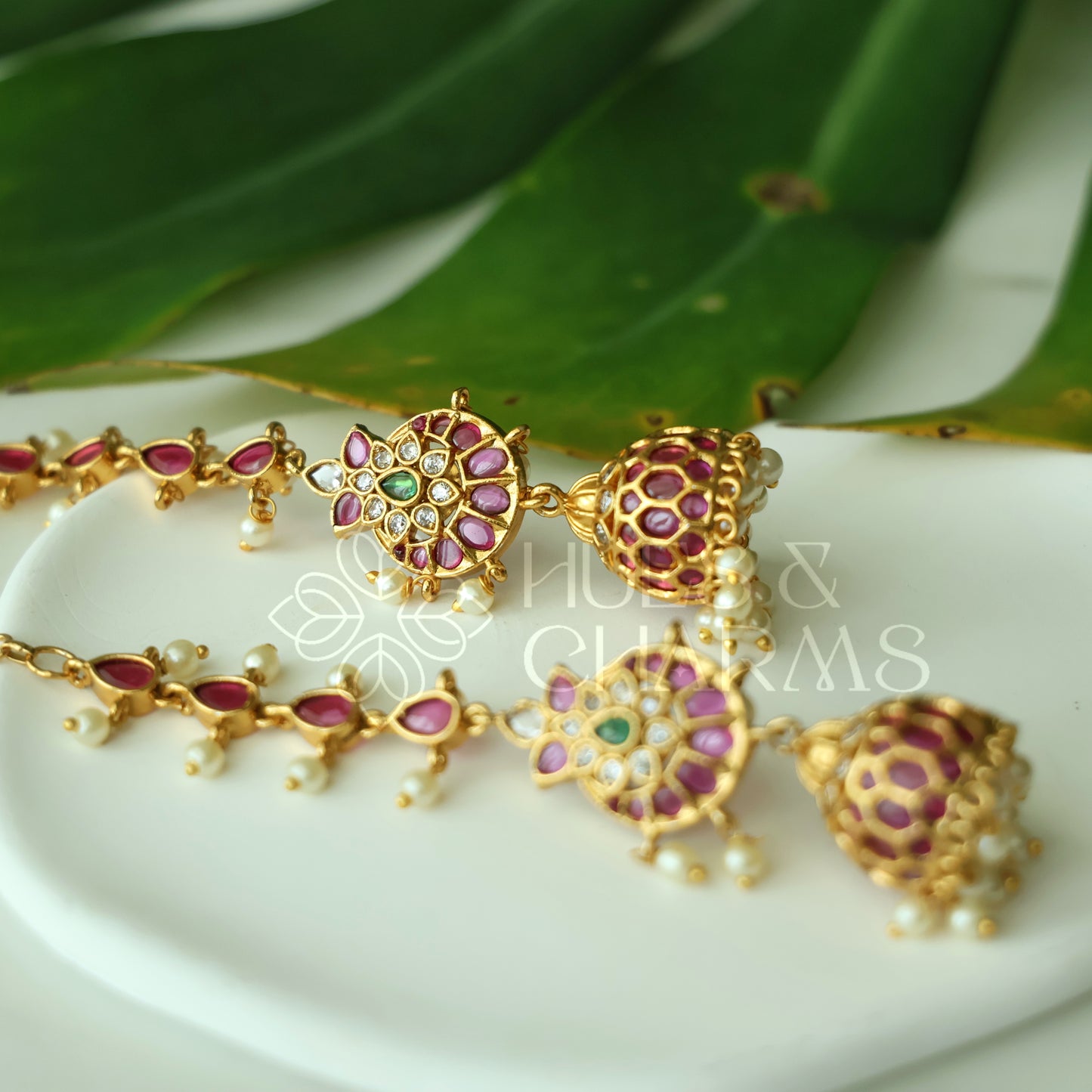 PADMARAGA KEMP JHUMKA WITH MATTAL