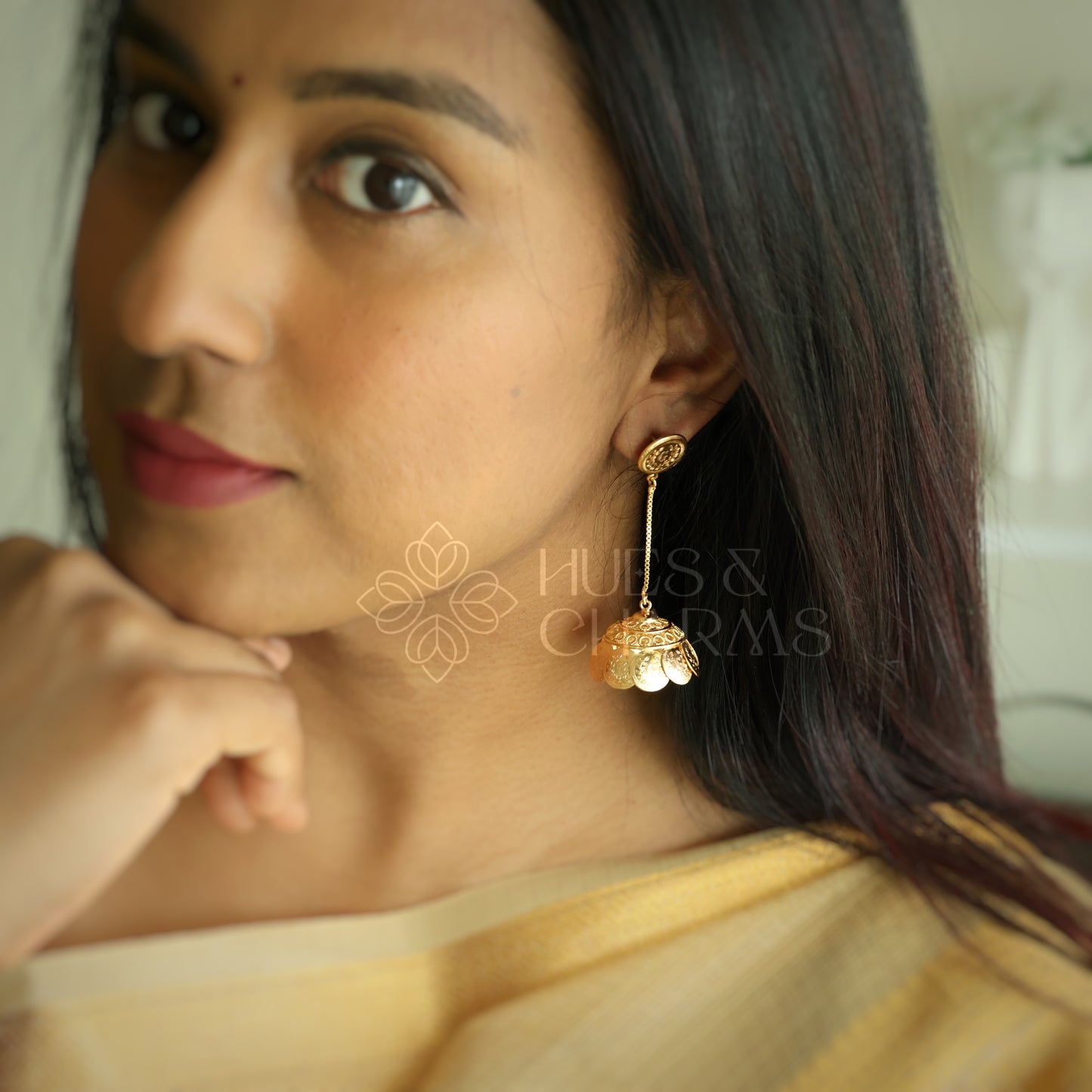 GOLDEN TARANGINI COIN JHUMKA (NON IDOL VERSION) | GOLD PLATED