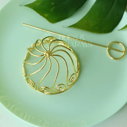 GOLDEN TWIRLING BLOOM HAIR BUN CAGE