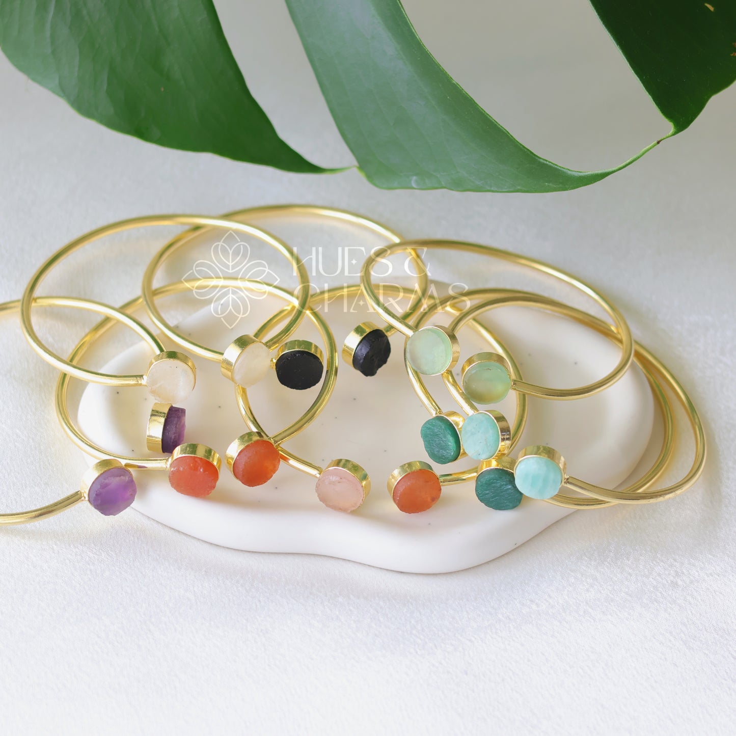 DUAL RAW STONE BANGLE (COLOURS AVAILABLE)