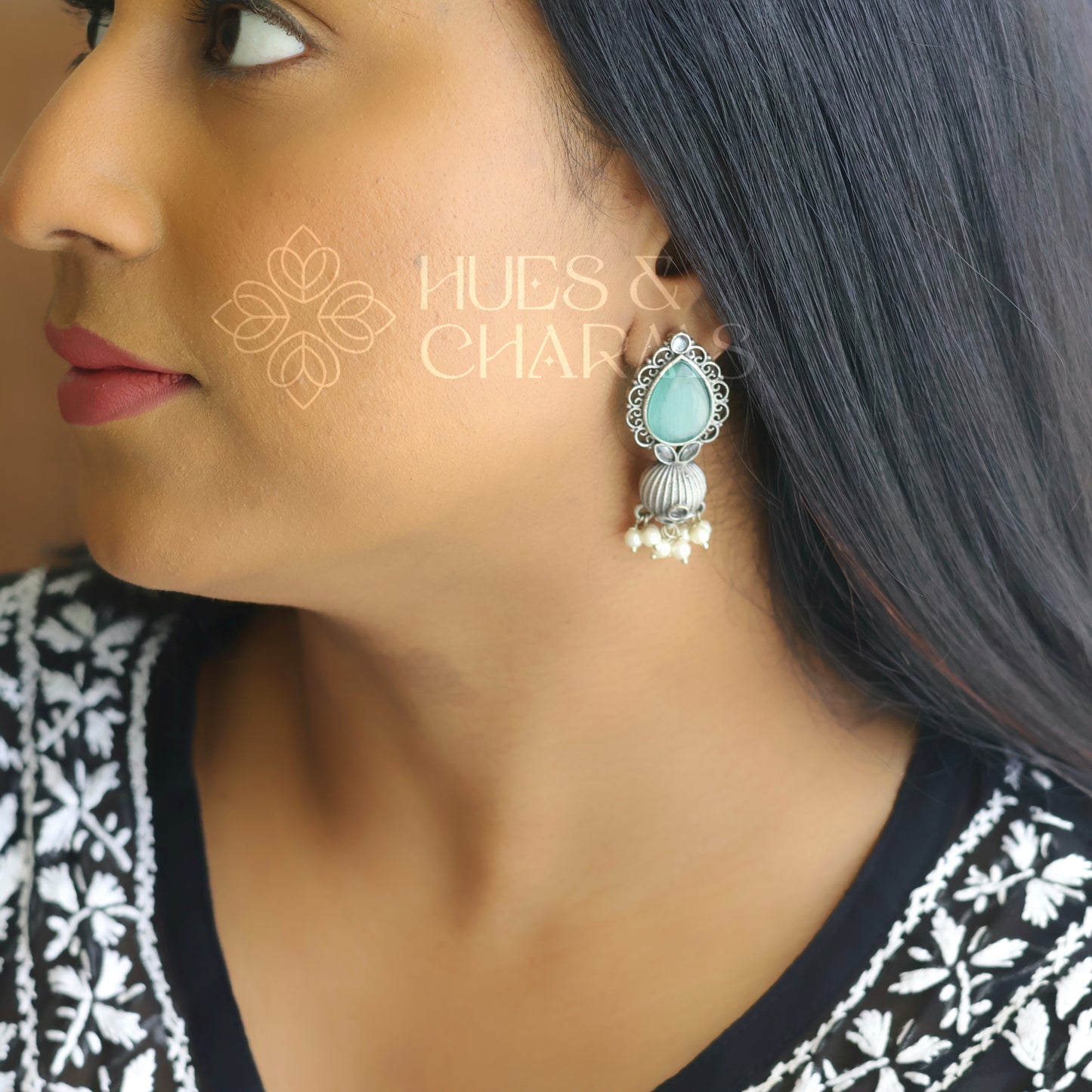 OXIDISED DROP SHAPE EARRINGS (COLOURS AVAILABLE)