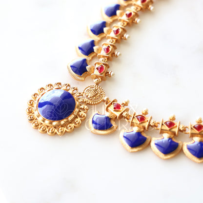 GOLDEN VAIBHAVA PALAKKA NECKLACE SET (Colours available)