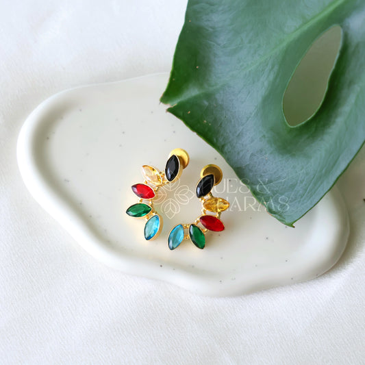 GOLDEN PETAL ARC EARRINGS (COLOURS AVAILABLE)