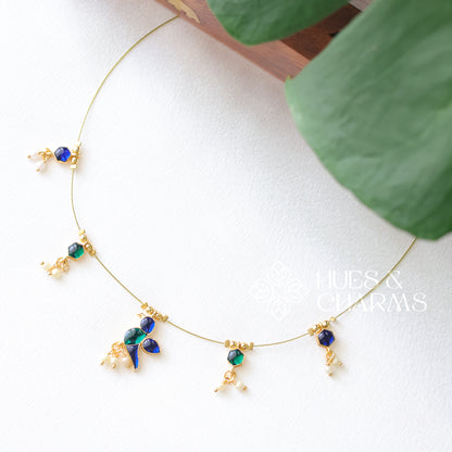 PARROT FLOATING NECKPIECE -BLUE & GREEN
