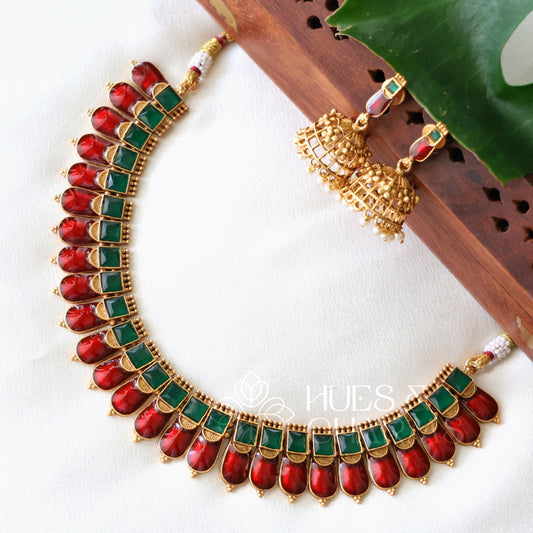 GOLDEN KOVAI PALAKKA NECKLACE SET (COLOURS AVAILABLE)