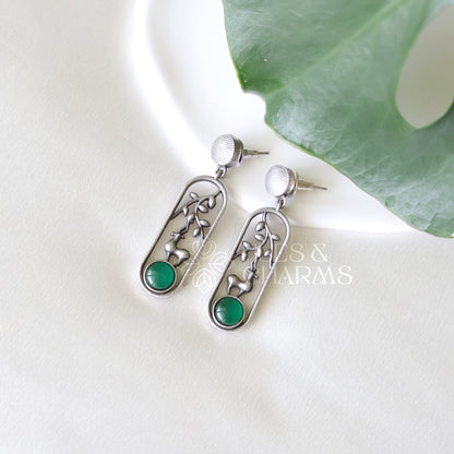 OXIDIZED MINIMAL GLOSSY DANGLER EARRINGS ( COLOURS AVAILABLE )
