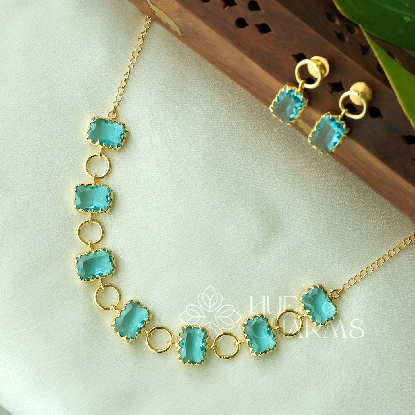 GLOSSY RECTANGLE LUMINA NECKLACE SET (COLOURS AVAILABLE)