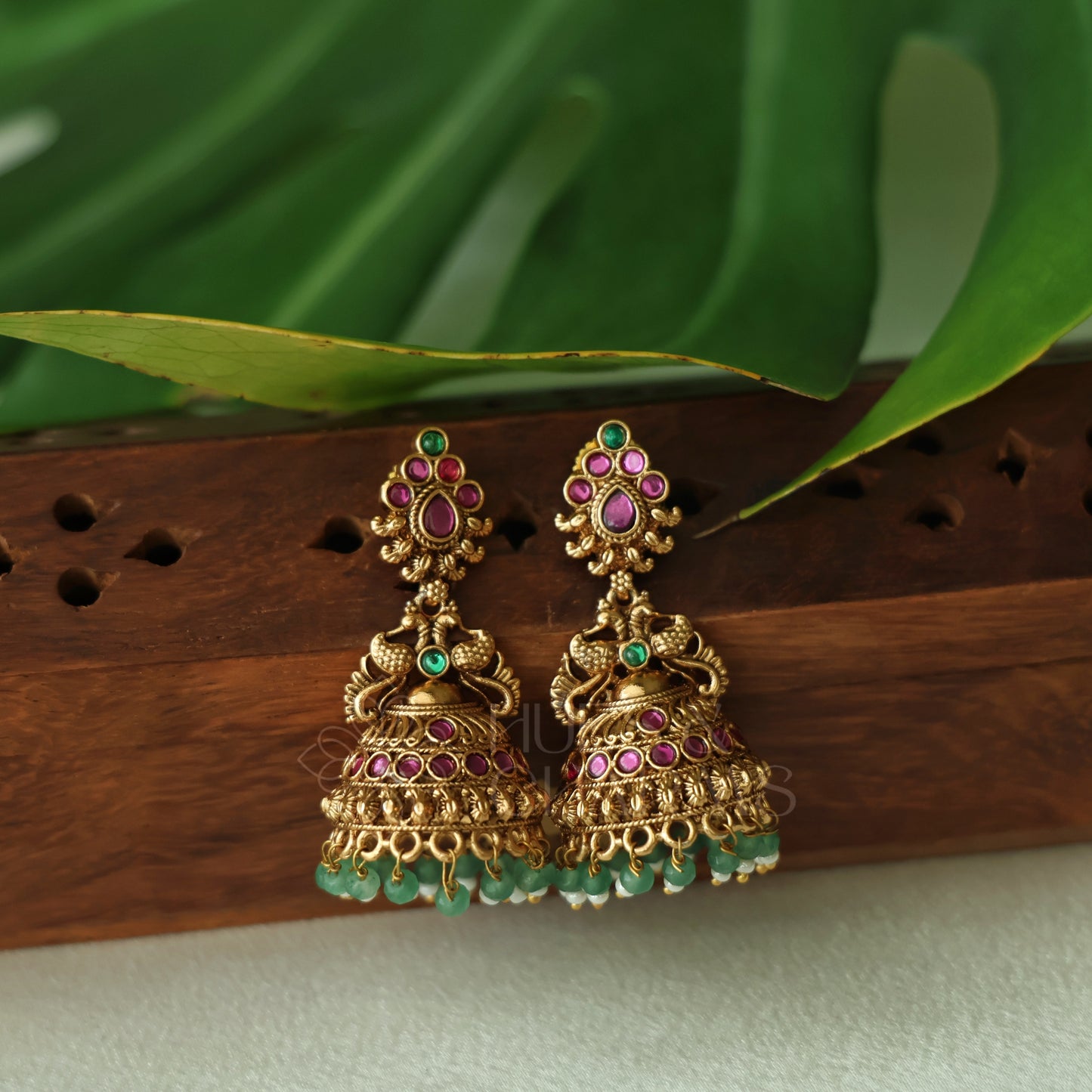 TRADITIONAL MOHINI  RATNA MAYURA JHUMKA
