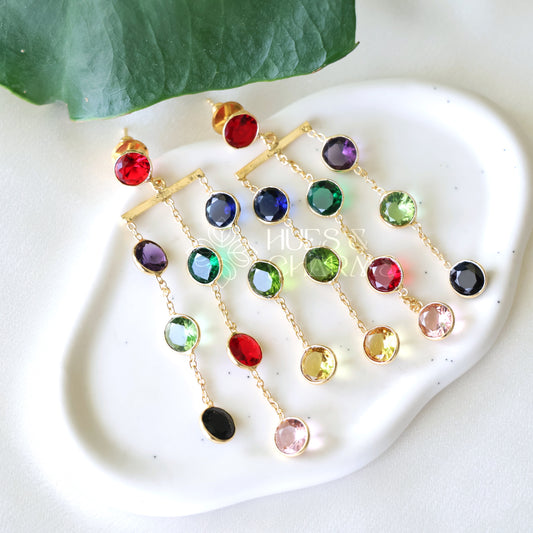 GLOSSY 3 LAYER MULTICOLOUR STATEMENT EARRING (COLOURS AVAILABLE)