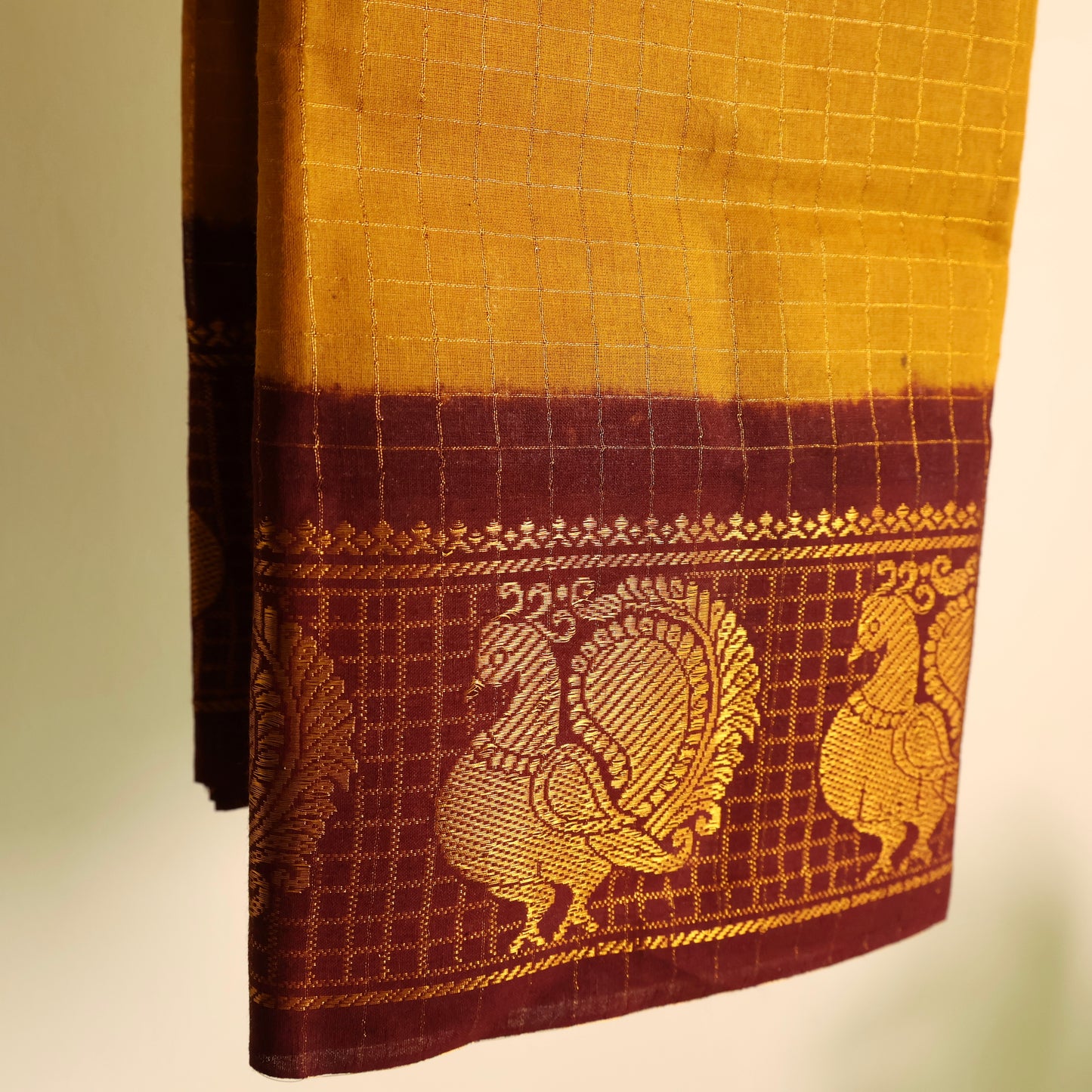 MADURAI SUNGUDI SAREE (Mustard yellow & maroon)