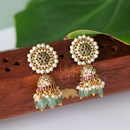 TRADITIONAL CHANDRIKA PEARL BLOOM JHUMKA | PREMIUM JEWELLERY