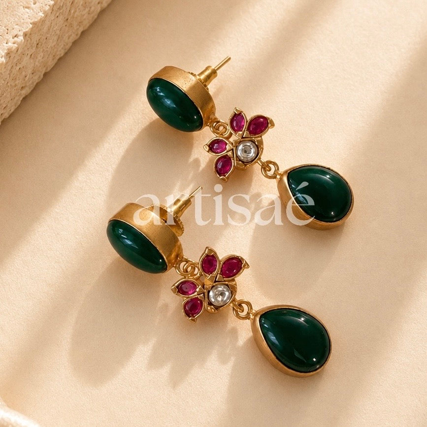 ÉLORA NATURAL STONE CHOKER SET - GREEN ONYX
