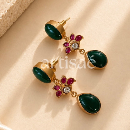 ÉLORA NATURAL STONE CHOKER SET - GREEN ONYX