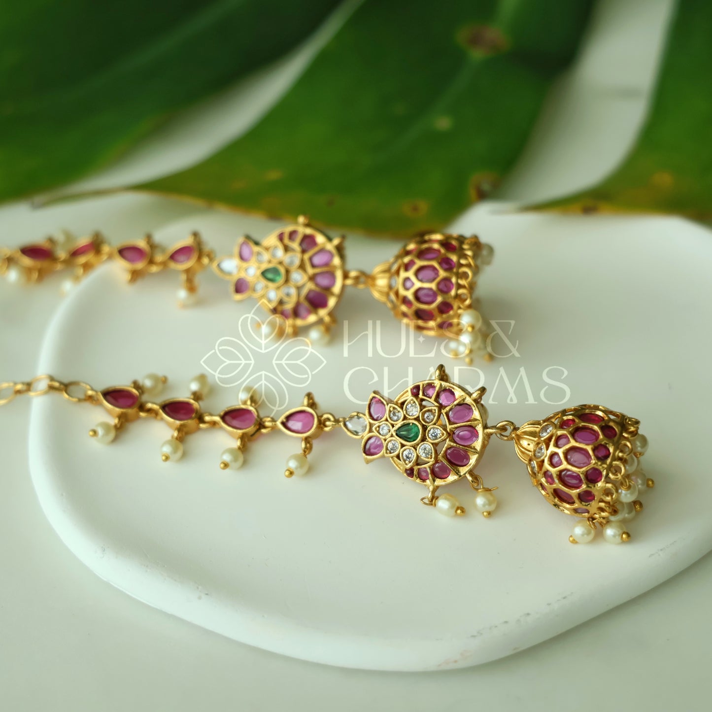 PADMARAGA KEMP JHUMKA WITH MATTAL