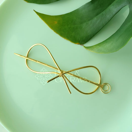 GOLDEN BOW HAIR BUN CAGE