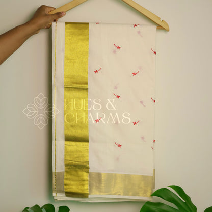 KERALA KASAVU HANDLOOM THECHIPOOVU SAREE