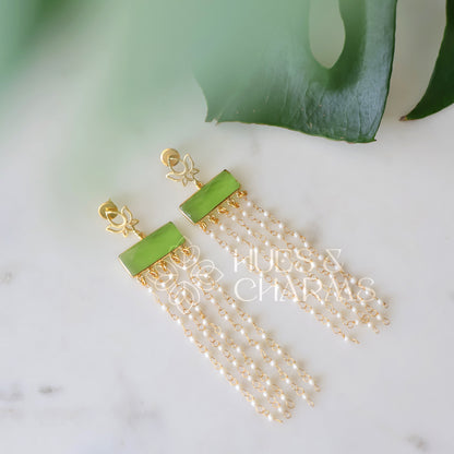 GOLDEN LAYERED LOTUS PEARL EARRINGS  (COLOURS AVAILABLE)