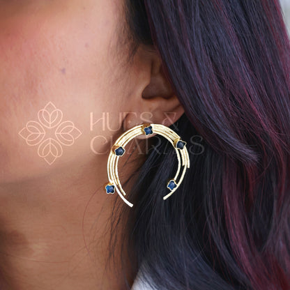 GOLDEN STATEMENT BLUE HOUR HOOPS EARRINGS