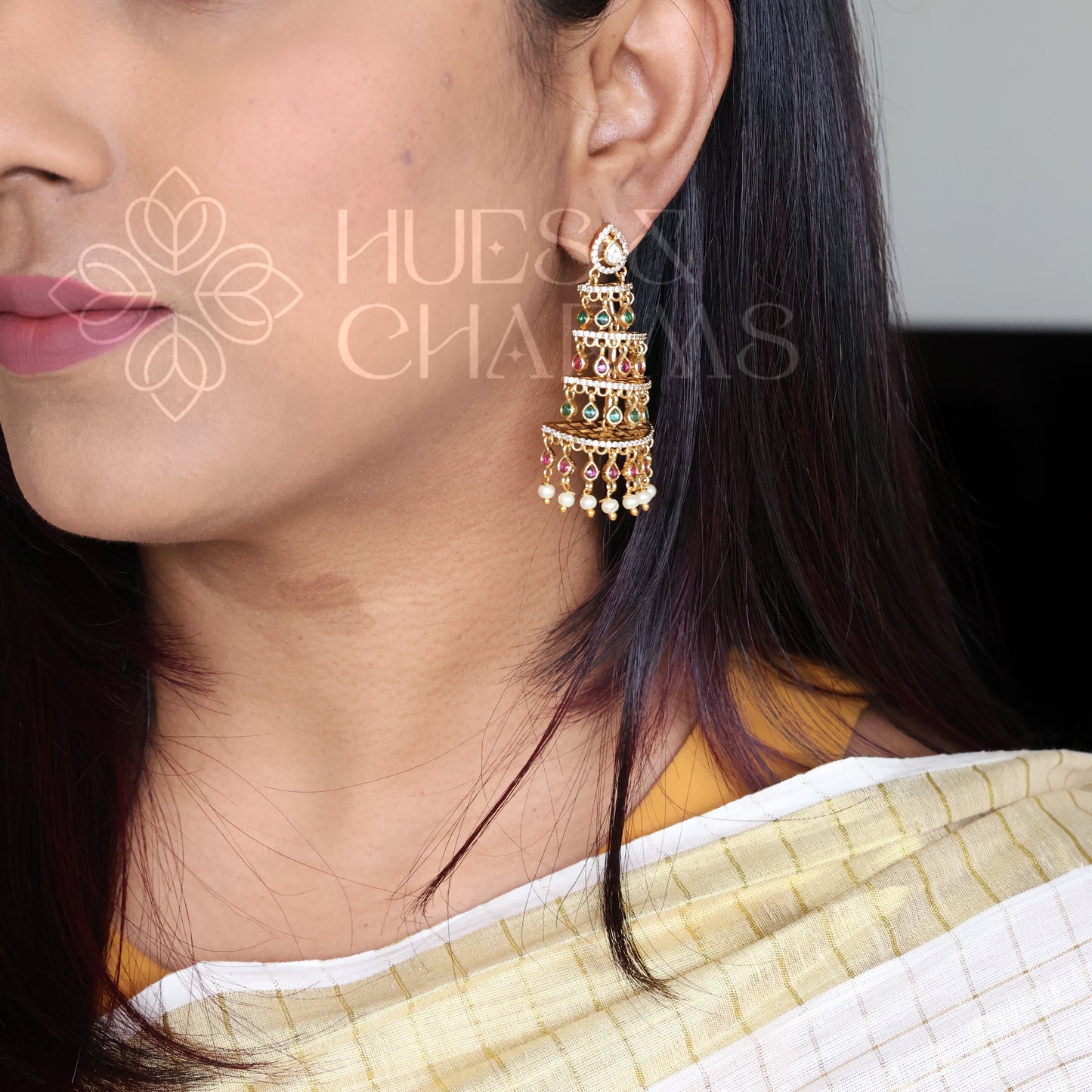 GOLDEN AD STEP JHUMKA| PREMIUM JEWELLERY