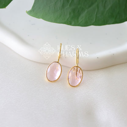 GOLDEN OVAL GLOSSY DROP EARRING (COLOURS AVAILABLE)