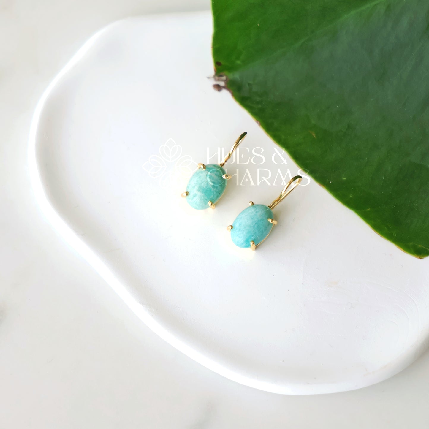 MINIMAL OVAL RAW STONE DROP EARRINGS (Colours available)