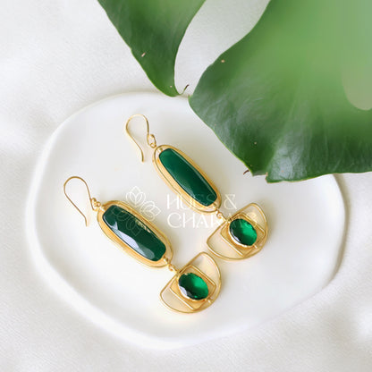 GOLDEN GLOSSY HALF MOON DANGLER EARRINGS (COLOURS AVAILABLE)