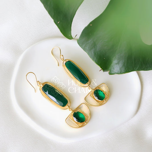 GOLDEN GLOSSY HALF MOON DANGLER EARRINGS (COLOURS AVAILABLE)