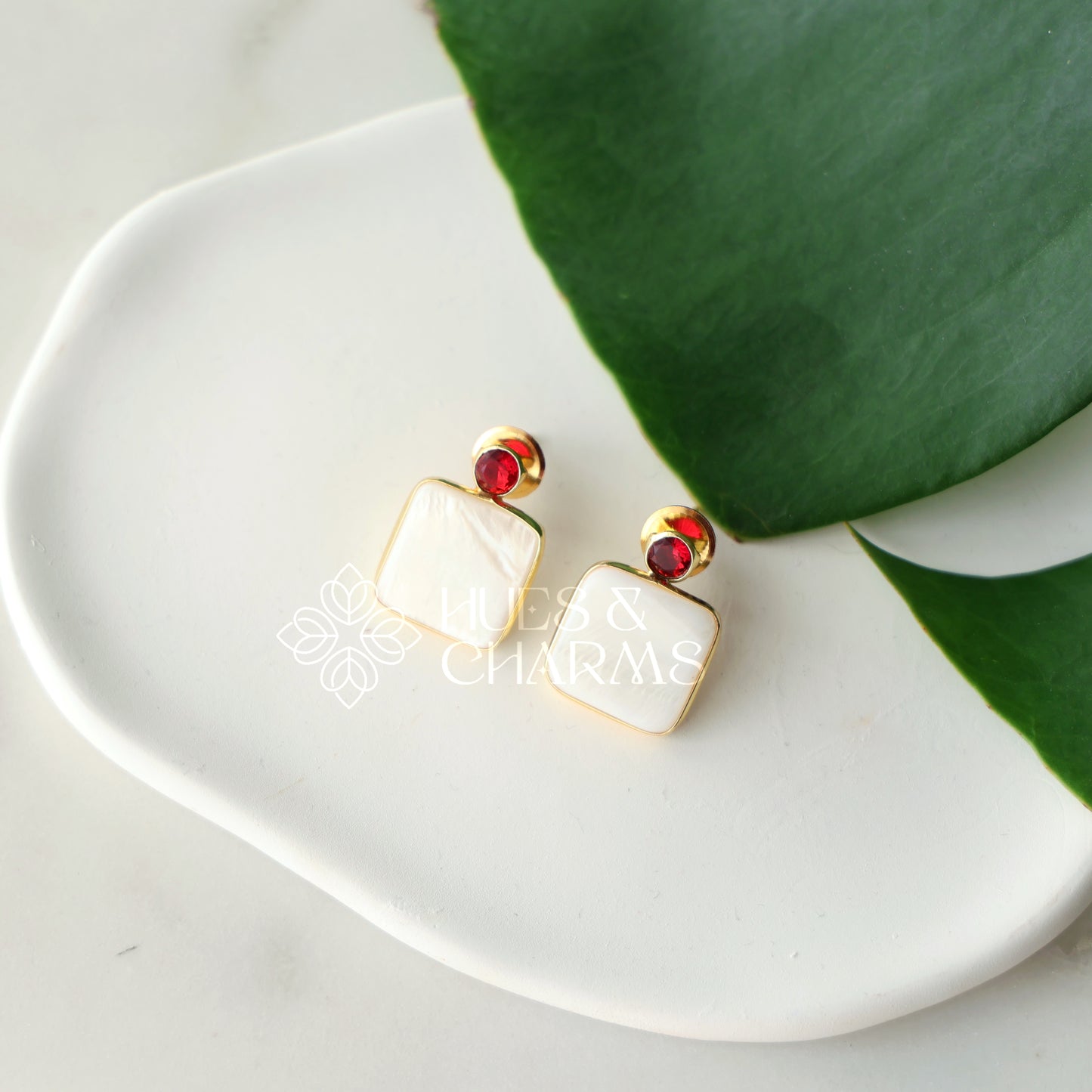 GLOSSY OPALINE MOP STUD EARRINGS (COLOURS AVAILABLE)
