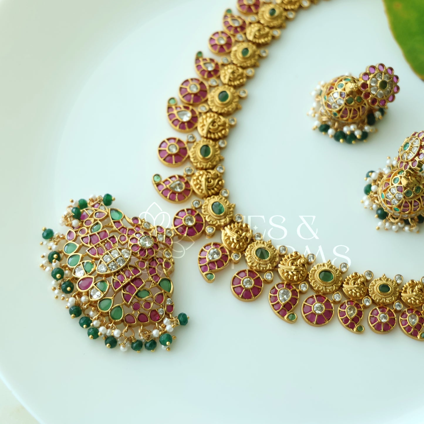 GOLDEN KEMP MAYURI 2 IN 1 NECKLACE SET| PREMIUM JEWELLERY