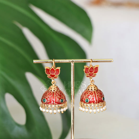GOLDEN LOTUS JHUMKAS (COLOURS AVAILABLE)