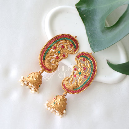 GOLDEN NUPURA EAR CUFF JHUMKAS WITH PEARLS