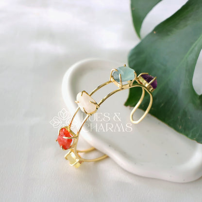 STATEMENT MULTI RAW STONE ADJUSTABLE BANGLE(COLOURS AVAILABLE)