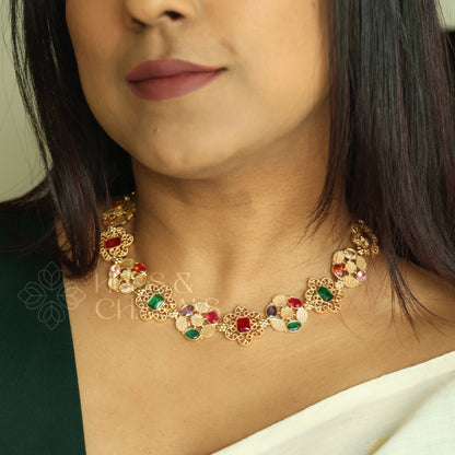 NAVARANGA RATNA NECKLACE SET |GOLD PLATED