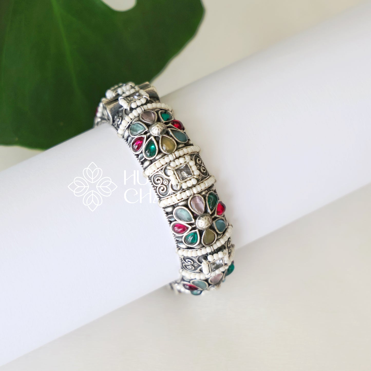 OXIDIZED FLORA SCREW KADA BANGLES(Colours available)