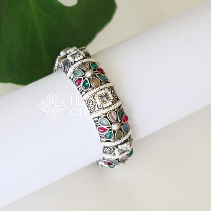 OXIDIZED FLORA SCREW KADA BANGLES(Colours available)